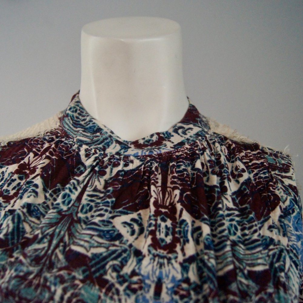 Free People Women's Long Sleeve Lace Layered Front Open Back Blouse Size XS - Picture 2 of 8
